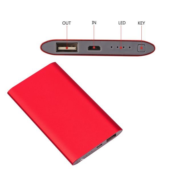 Aluminum 5000mAh Polymer Battery QI Wireless Charging Power Bank Gold/Red/grey