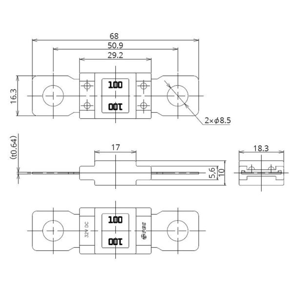 Le PEC boulonnent le bas fond le coup lent SBFW-K 32V 80A 100A 125A 150A 175A 200A 225A 250A 300A 350A 400A 450A 500A