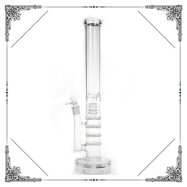 18 Inches Hookahs Straight Tube , Big Triple Honeycomb Perc Glass Tobacco Pipe