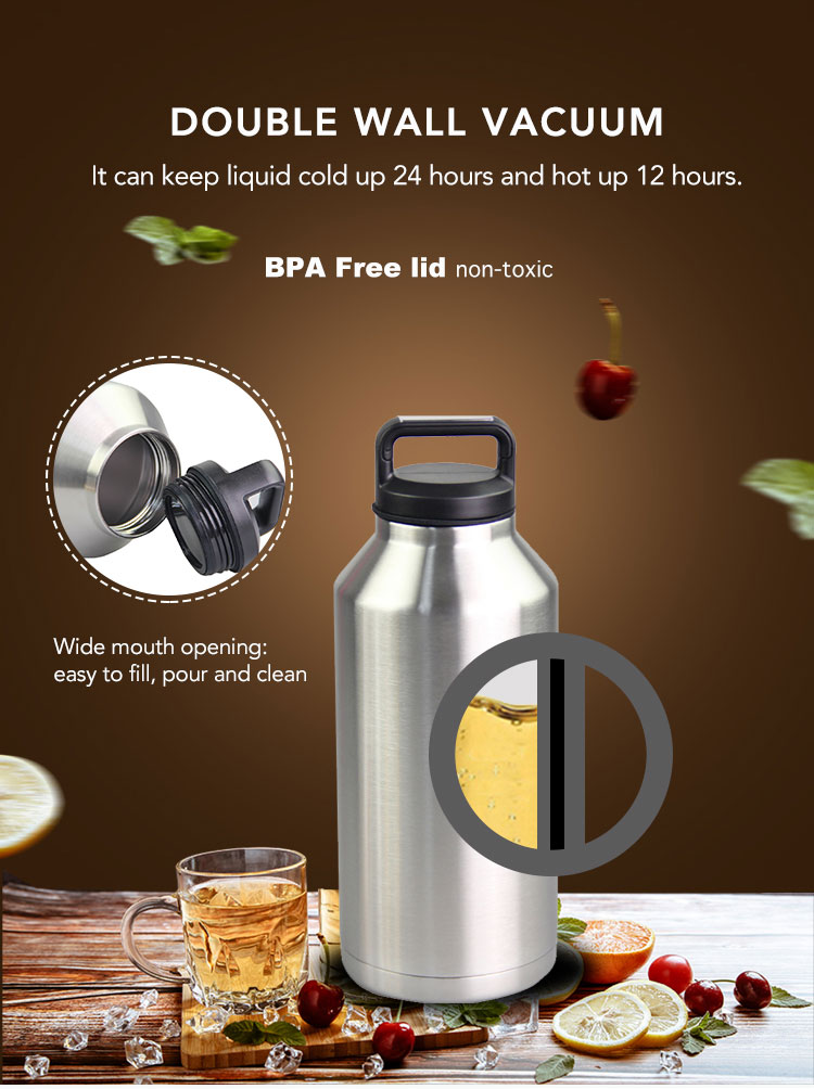 стена двойника 128oz 3.78L изолировала Growler для пива
