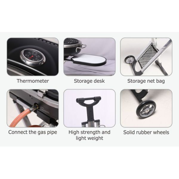 Portable Foldable Gas Electronic Camping Outdoor Barbecue BBQ Gas Grills with Trolley