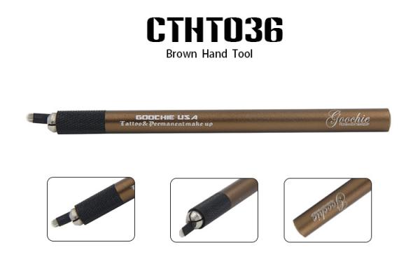 Metal Brown Permanent Makeup Manual Tattoo Pen With 12.5cm Length 1.0cm Diameter