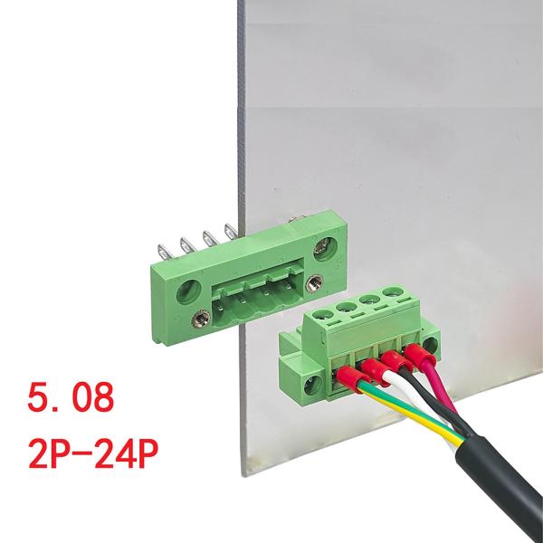5.08 mm pitch Panel Mount Flange Fixed Feed Through Screw Terminal Blocks