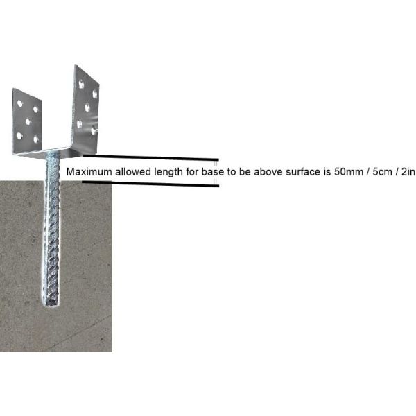 U Type Pergola Brackets Foot Shaped Galvanised 4mm Thick 4 Inch X 4 Inch X 2.3 Inch