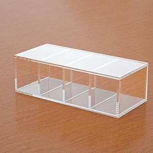 Acrylic Pen Holder 4 Compartments,Clear Pen Holder Organizer Makeup Brush Holder for Office Desk Accessories,Cosmetic