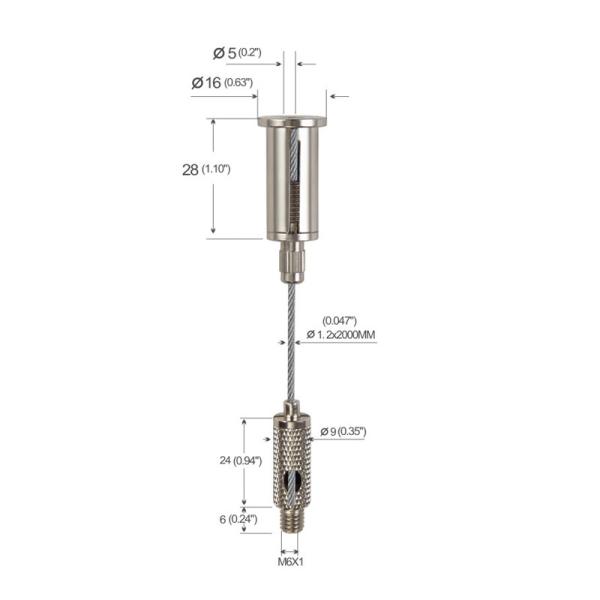 Kits de suspensão de luz linear de LED de cobre folheado a níquel com pinos deslizantes YW-86005