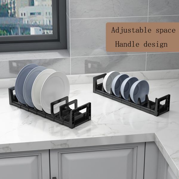 48*16*9.5 cm Dish Holder for Kitchen Cabinet Drawer Dinnerware Retractable Holder