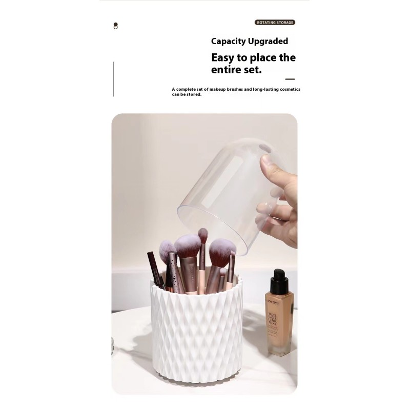 Ins Style Multi-Functional Desktop Organizer Rotating Makeup Brush Storage Tube Plastic Eyeshadow Brush Holder for Vanity Table