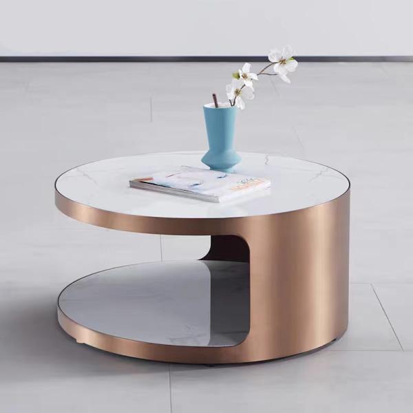 Brushed Titanium Fusion Round  Nordic Coffee Table