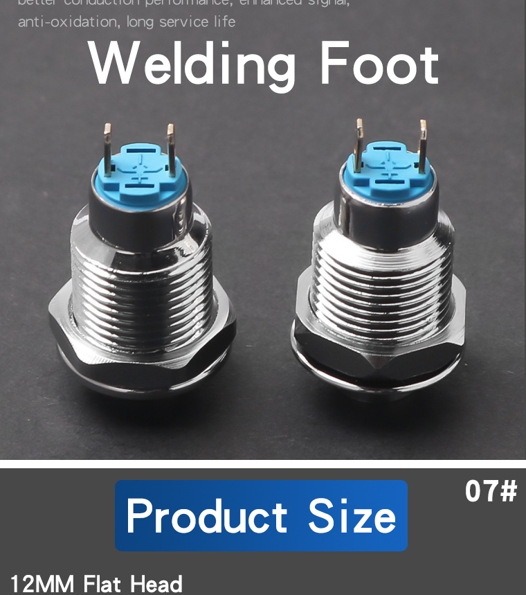 Momentary Metal Push Button Switch 10MM 1NO High Head No LED Self-Reset Jog Switch Welding Foot