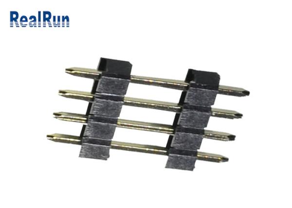 PCB 2.54 Mm Pin Header PA6T Black Straight 4P Dual Row Pin Header