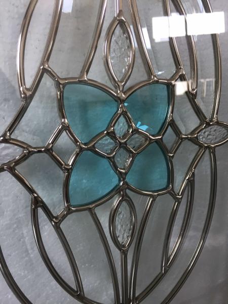 Decorative  leaded glass for   doors with brass came & patina came & chrome came