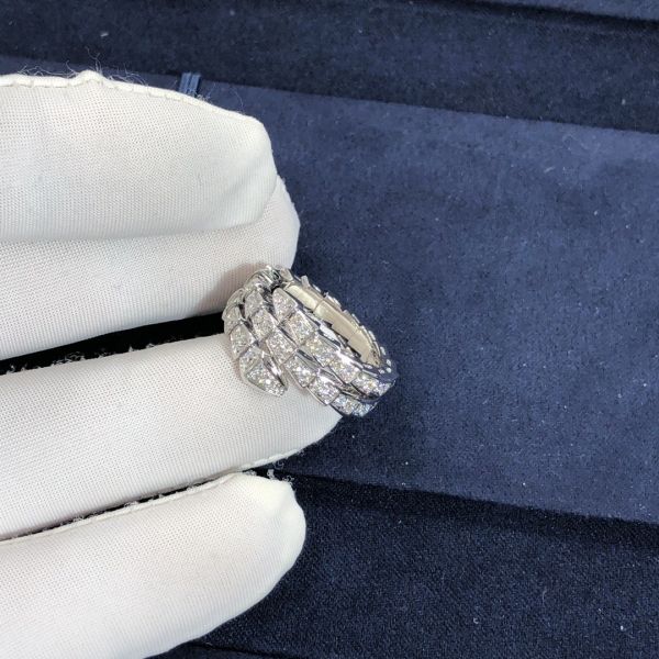 Elegant  18K Gold  2 Row Diamonds Serpenti Viper Ring Diamond Ring Yellow Gold White Gold
