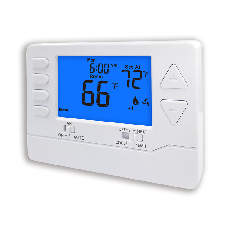 Riseem 2H/1C Heat Pump Thermostat White Display Size 5.65 Sq.in. with Auxiliary or Emergency Heat