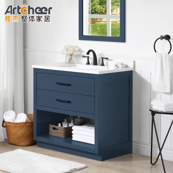 Floor Standing Eco-Friendly Bathroom Vanity Cabinet with Soft Closing Drawers for Modern Bathrooms