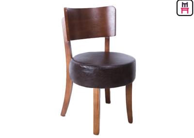 Couro redondo cadeira de jantar sem braços acolchoada, cadeiras de madeira escuras da sala de jantar 