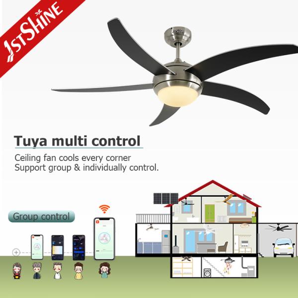 Lâmpada de ventilador de tecto moderno com 5 lâminas Mdf motor DC silencioso poupança de energia
