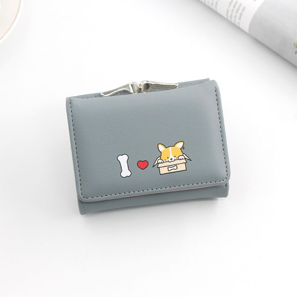 SHORT IRON CLIP BAG WOMEN'S HEART-SHAPED HARDWARE CLUTCH BAG SOLID COLOR SIMPLE COIN WALLET CARD BAG SHORT CLIP BAG
