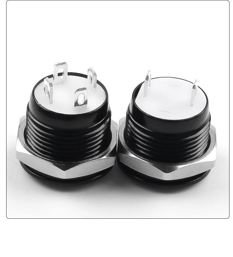 12mm  Ultra Short Oxidized Black Metal Push Button Switch  3-6V 12-24V LED Light Momentary Reset Waterproof