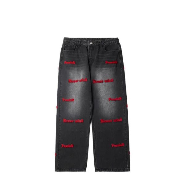                  Streetwear Men&prime;s Pant Blank Baggy Denim Distressed Vintage Stacked Flare Jeans Pants             