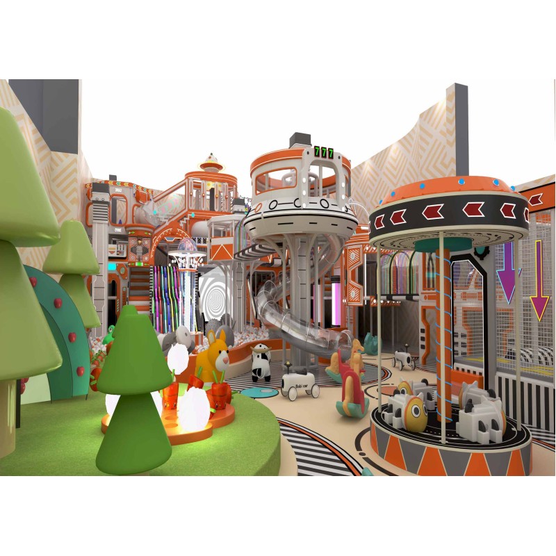 Futuristic Theme Indoor Trampoline Playground Multi Tier With Custom Graphics