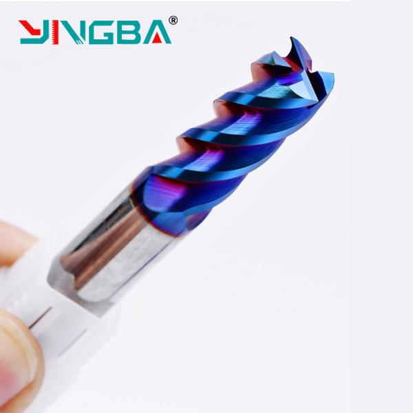 YINGBA Custom CNC Cutting Tool Blue Nano Coating Endmill Carbide 4 Flutes  for Carbon Steel Stainless Steel Metal Milling Cutter