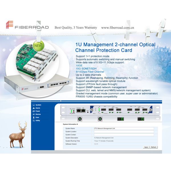 1U Management 2 Channels 10G OEO Repeater Optical Channel Protection Card