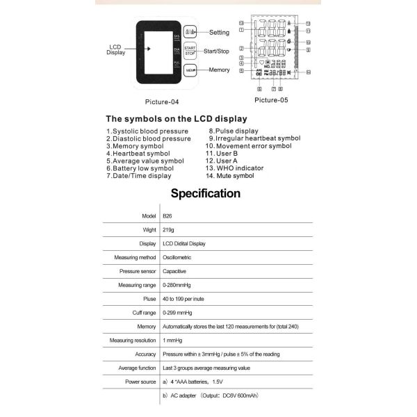 Saferlife Clinic Home Care Elder Person Rehabilitation Blood PRESSURE Monitor health equipment