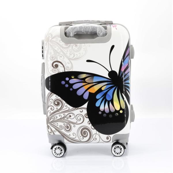 Zipper Password Lock Butterfly Print 5-Piece Classic Style ABS PC Hard Shell Suitcases for Durable Multi-Function Travel