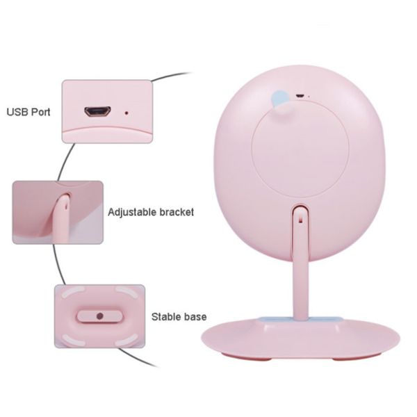 Table Vanity Touch Sensor Switch Single Sides Oval Shaped Soft Led Lights Portable Dressing Table Mirror