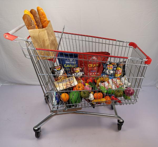 Q195 certificado do GV do trole da compra do supermercado do carrinho de compras da loja do aço 240L