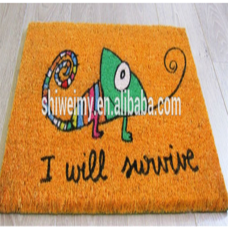 Hot sales coconut natural fiber printed door mat