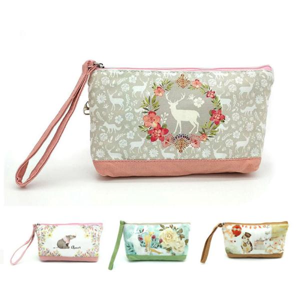 Cute Cartoon Printing Reusable Cotton Canvas Cosmetic Bag
