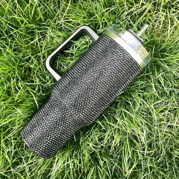 Customizable Reusable Cold Color 300ml/400ml Double Wall Cup with Diamond Studded Lid