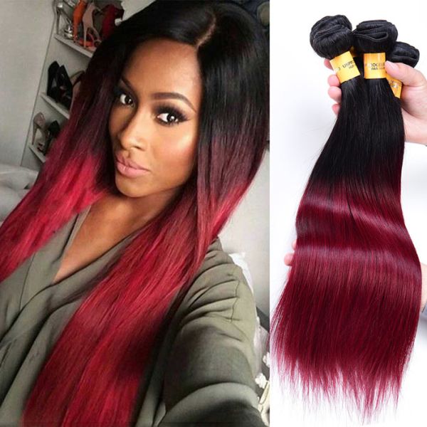 8A Full Ends Ombre Human Hair Extensions with Two Tone Color No Shedding