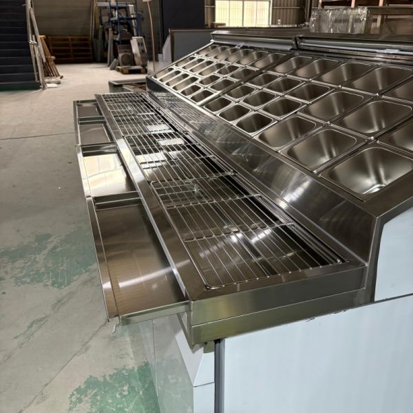 Stainless Steel Undercounter Countertop Pizza Fridge Commercial 4 Doors