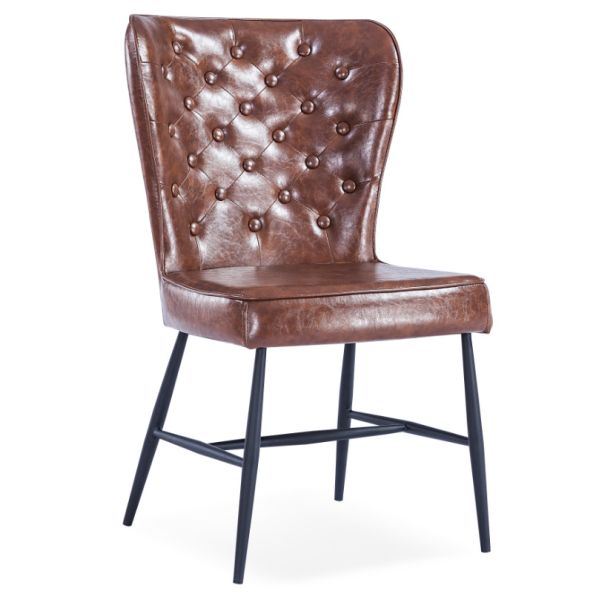 Metal Leg PU Leather Luxury Upholstered Painted Dining Chair
