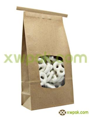 Do papel de embalagem Descorado da janela sacos claros do laço da lata com parte inferior quadrada para o alimento de petisco