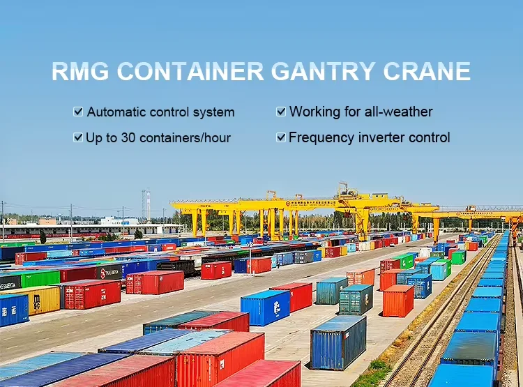 Custom Heavy Duty 50t-80t Automated RMG Container Gantry Crane | PLC Remote Control Rail Mounted Gantry Crane
