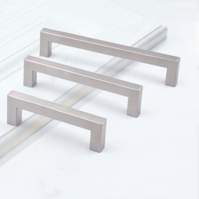Puxador para móveis moderno 192 mm alumínio escovado simples cromo prata