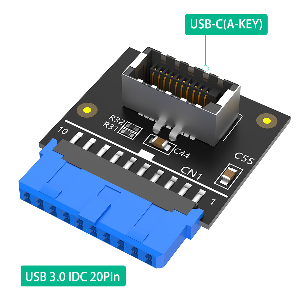 Версия обновления Вертикальный USB 3.1 Передняя панель Ключ сокета Type-E к USB 3.0 20Pin Заголовок Мужской расширитель