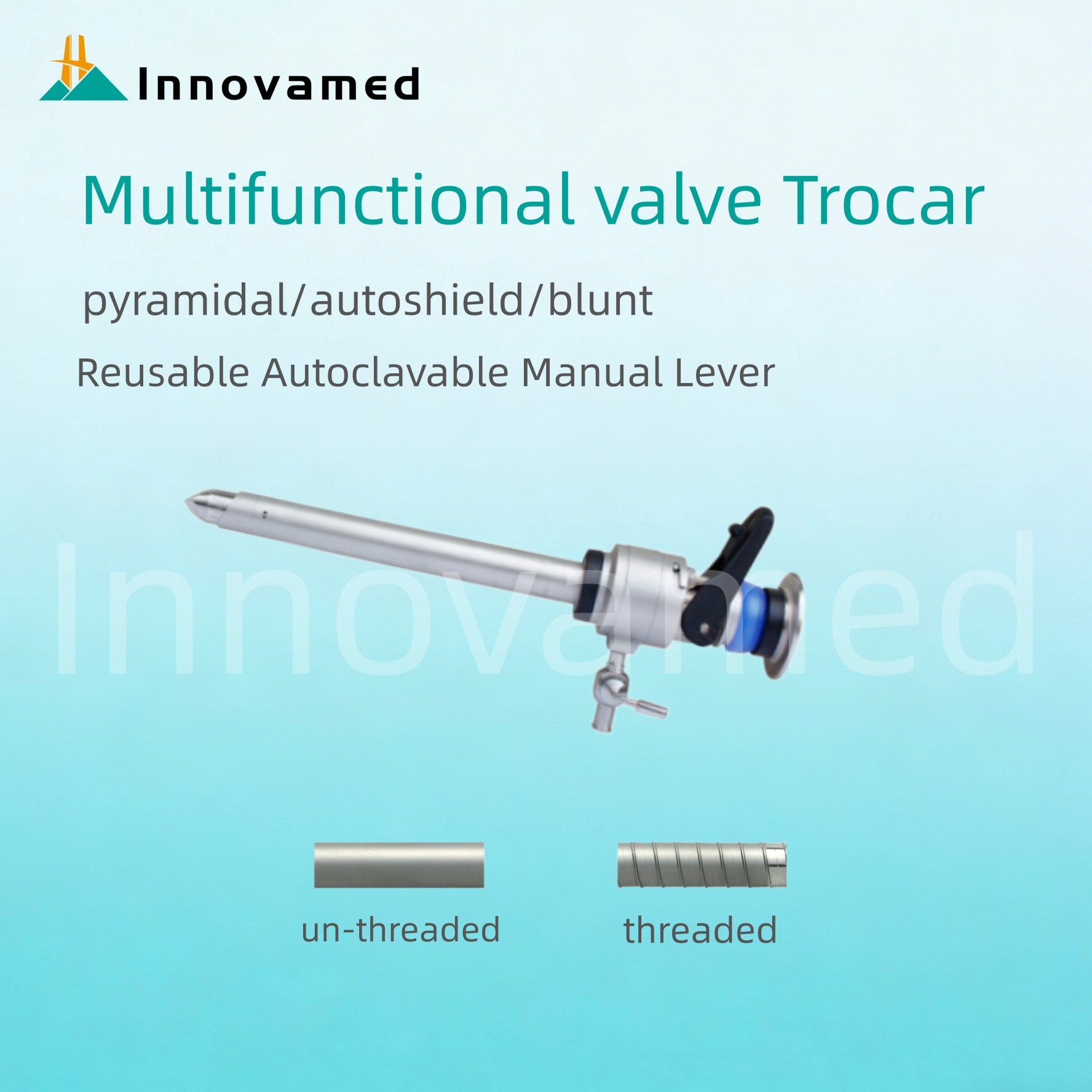 Reusable Autoclavable Laparoscopic Instruments Multifunctional valve Trocar Manual Lever