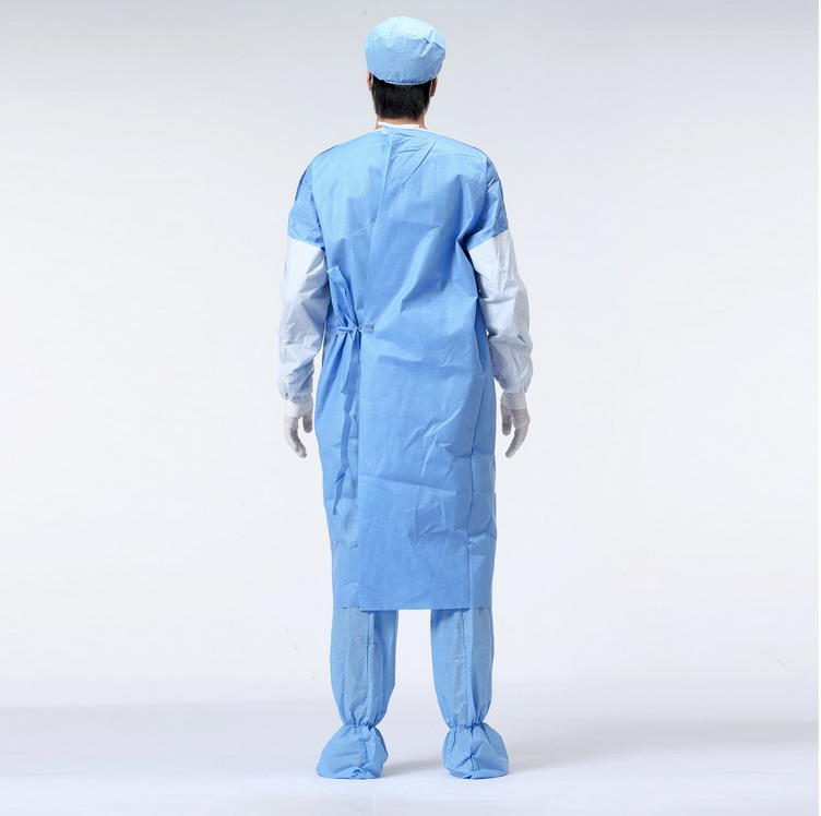 Blue Wist 4 ties Disposable Surgical Gown Doctor Gowns ISO9001 For Clinic