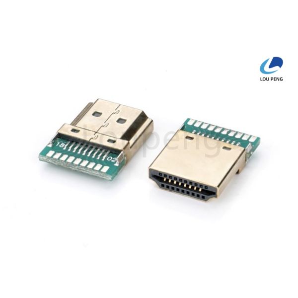 Male HDMI Connector Incorporating Welding Temperature Max 260°C and Shielding Aluminum Foil And Braided Shield Perfect for And Signal Transfer