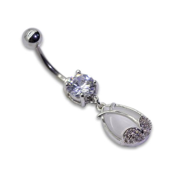 Water Drop Crystals 316 Stainless Steel Belly Button Rings Jewelry 10mm