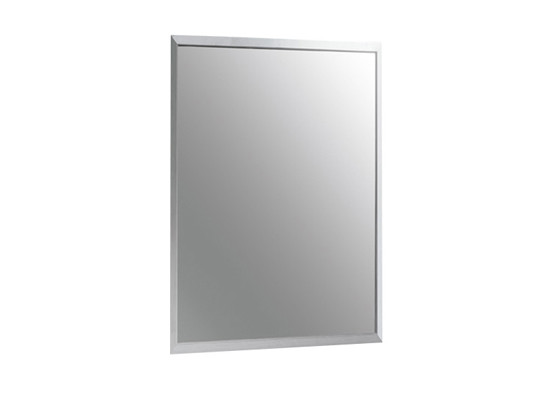 White Framed Bathroom Mirror / Decorative Bathroom Wall Mirrors Punch Free Installation