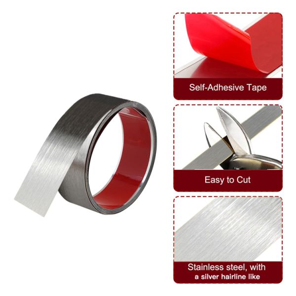 Hairline Surface PVD Color Coated Stainless Steel Tile Trim Flat Adhesive Roll