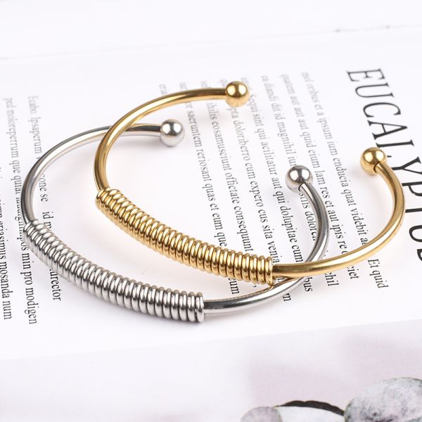 Fashion stainless steel 18K gold spring bracelet female jewelry silver elastic bracelet accessories wholesale