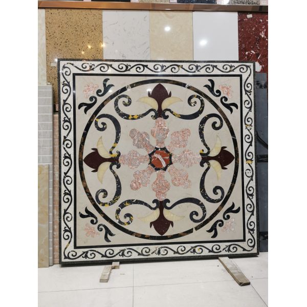 Deluxe Interior Lobby Water Jet Medallion Flower Marble Petterns Decorative Wall