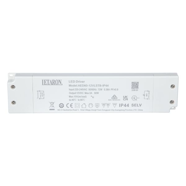 IP44 Waterproof LED Driver for Bathroom Mirror System 12v Dc Constant Voltage Led Driver 60W IP44 LED Driver